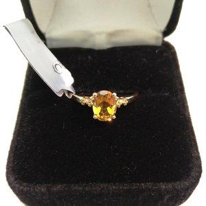 Natural Golden Beryl & Yellow Diamond Gold Ring